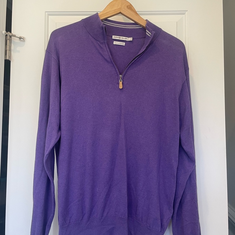New Peter Millar Men's Purple Zip-Up Sweater